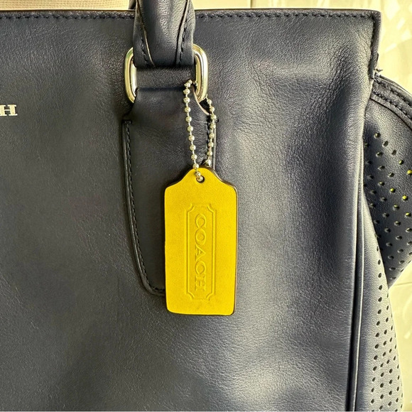 COACH Y2K Legacy Carryall Tote Navy Blue Citrine Perforated Shoulder Bag 22390 - Picture 6 of 15